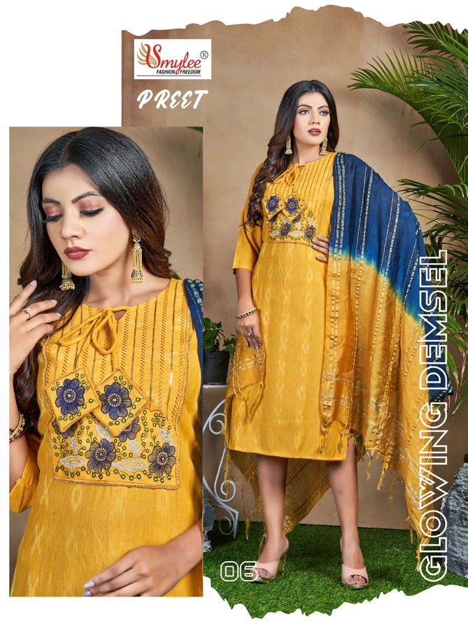 Rung Preet Fancy Regular Wear Heavy Rayon Kurti With Dupatta Collection